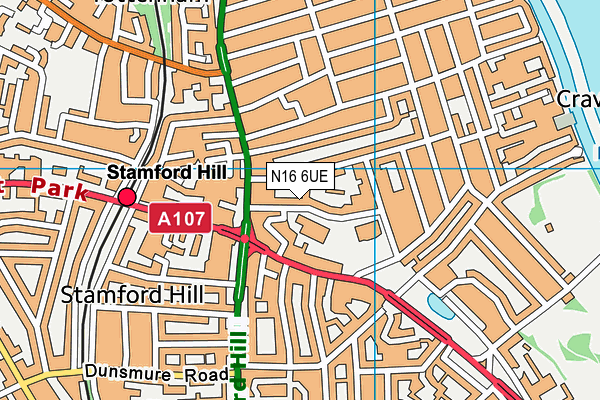 N16 6UE map - OS VectorMap District (Ordnance Survey) N16 6UE map - OS VectorMap District (Ordnance Survey)