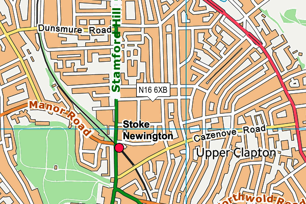 N16 6XB map - OS VectorMap District (Ordnance Survey)