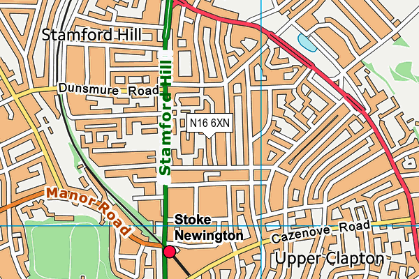 N16 6XN map - OS VectorMap District (Ordnance Survey)
