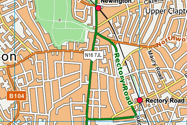 N16 7JL map - OS VectorMap District (Ordnance Survey) N16 7JL map - OS VectorMap District (Ordnance Survey)