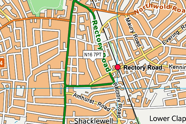N16 7PT map - OS VectorMap District (Ordnance Survey)