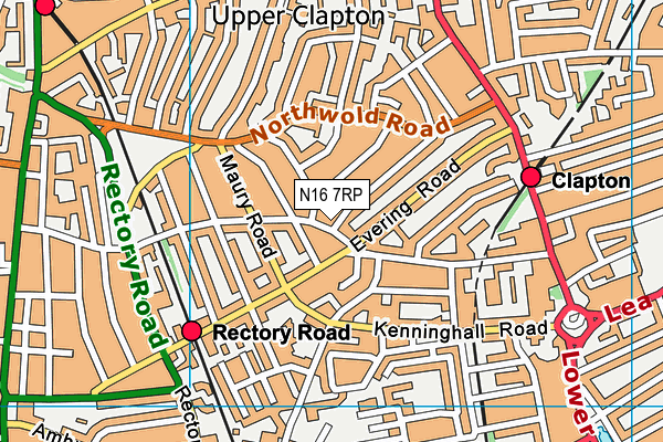 N16 7RP map - OS VectorMap District (Ordnance Survey) N16 7RP map - OS VectorMap District (Ordnance Survey)
