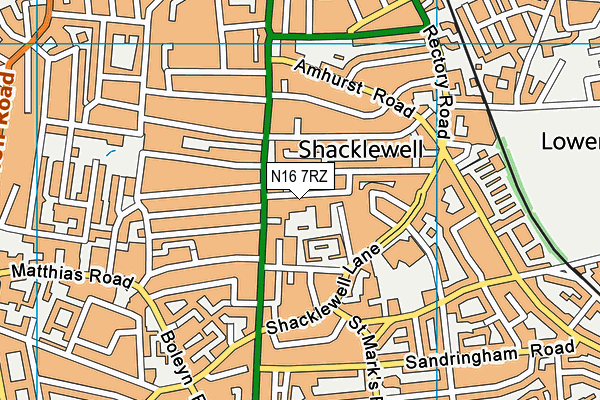 N16 7RZ map - OS VectorMap District (Ordnance Survey) N16 7RZ map - OS VectorMap District (Ordnance Survey)