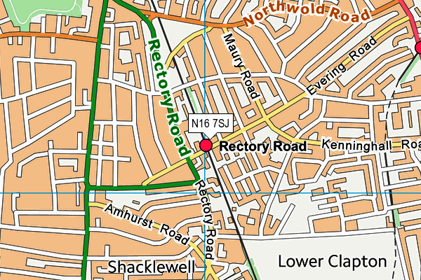 N16 7SJ map - OS VectorMap District (Ordnance Survey) N16 7SJ map - OS VectorMap District (Ordnance Survey)