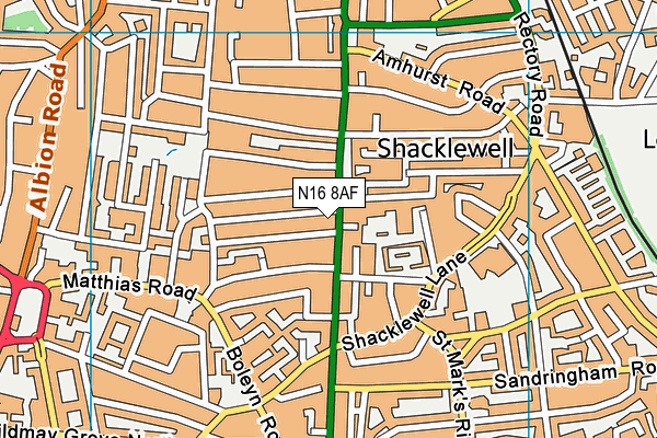 N16 8AF map - OS VectorMap District (Ordnance Survey) N16 8AF map - OS VectorMap District (Ordnance Survey)