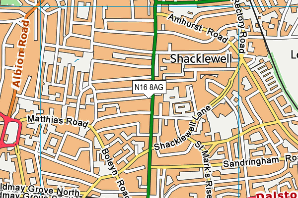 N16 8AG map - OS VectorMap District (Ordnance Survey) N16 8AG map - OS VectorMap District (Ordnance Survey)