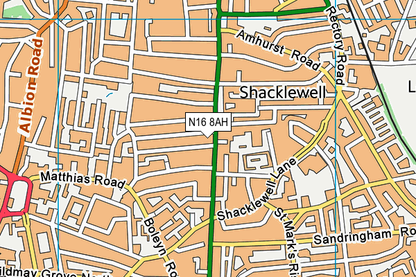 N16 8AH map - OS VectorMap District (Ordnance Survey) N16 8AH map - OS VectorMap District (Ordnance Survey)