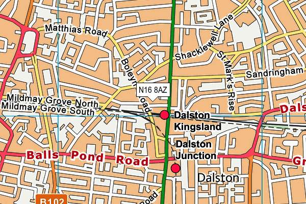 N16 8AZ map - OS VectorMap District (Ordnance Survey) N16 8AZ map - OS VectorMap District (Ordnance Survey)
