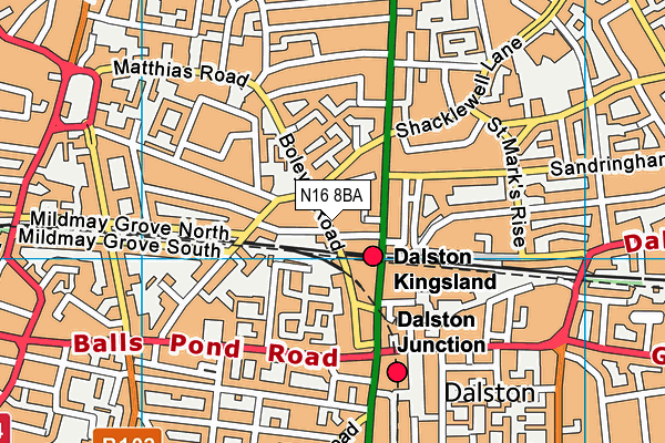 N16 8BA map - OS VectorMap District (Ordnance Survey) N16 8BA map - OS VectorMap District (Ordnance Survey)