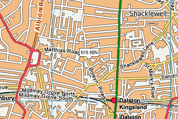 N16 8BN map - OS VectorMap District (Ordnance Survey) N16 8BN map - OS VectorMap District (Ordnance Survey)