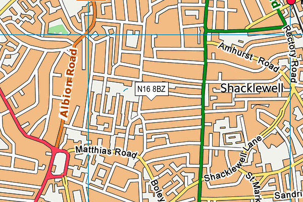 N16 8BZ map - OS VectorMap District (Ordnance Survey) N16 8BZ map - OS VectorMap District (Ordnance Survey)