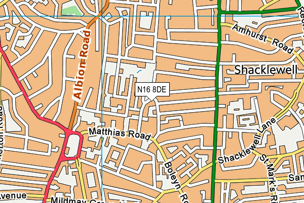 N16 8DE map - OS VectorMap District (Ordnance Survey) N16 8DE map - OS VectorMap District (Ordnance Survey)