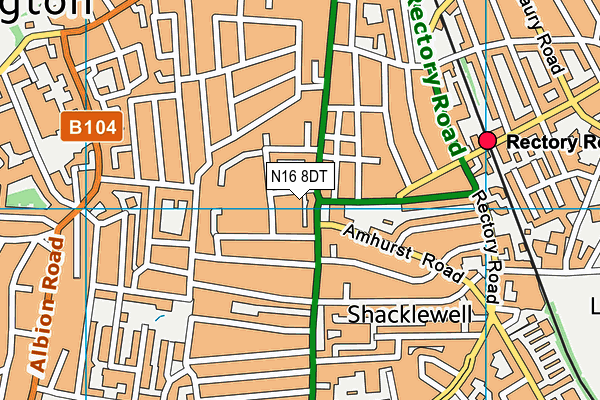 N16 8DT map - OS VectorMap District (Ordnance Survey) N16 8DT map - OS VectorMap District (Ordnance Survey)