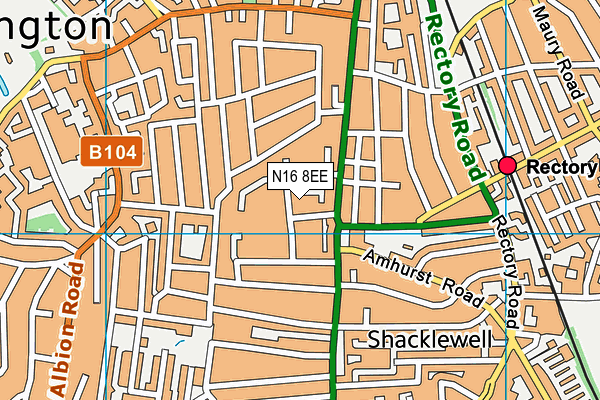 N16 8EE map - OS VectorMap District (Ordnance Survey) N16 8EE map - OS VectorMap District (Ordnance Survey)