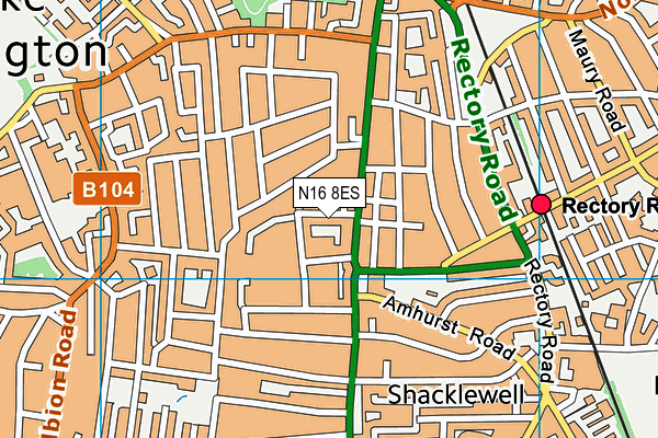 N16 8ES map - OS VectorMap District (Ordnance Survey) N16 8ES map - OS VectorMap District (Ordnance Survey)