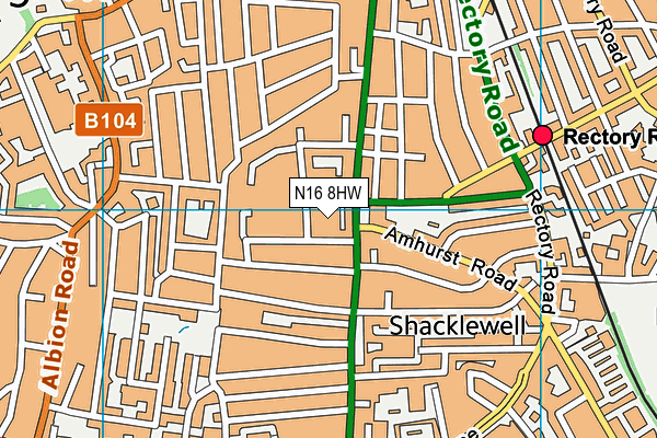 N16 8HW map - OS VectorMap District (Ordnance Survey) N16 8HW map - OS VectorMap District (Ordnance Survey)