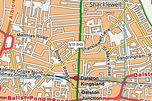 N16 8HX map - OS VectorMap District (Ordnance Survey) N16 8HX map - OS VectorMap District (Ordnance Survey)