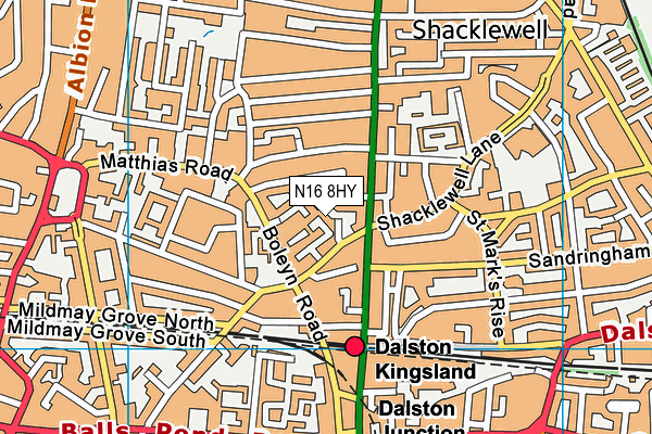 N16 8HY map - OS VectorMap District (Ordnance Survey)