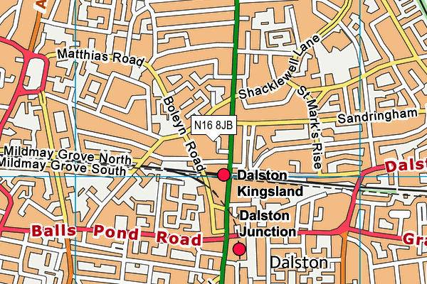 N16 8JB map - OS VectorMap District (Ordnance Survey) N16 8JB map - OS VectorMap District (Ordnance Survey)