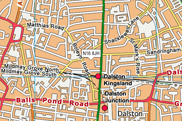N16 8JH map - OS VectorMap District (Ordnance Survey) N16 8JH map - OS VectorMap District (Ordnance Survey)