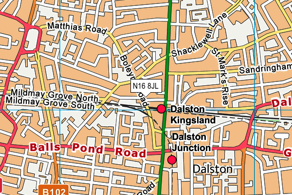 N16 8JL map - OS VectorMap District (Ordnance Survey) N16 8JL map - OS VectorMap District (Ordnance Survey)