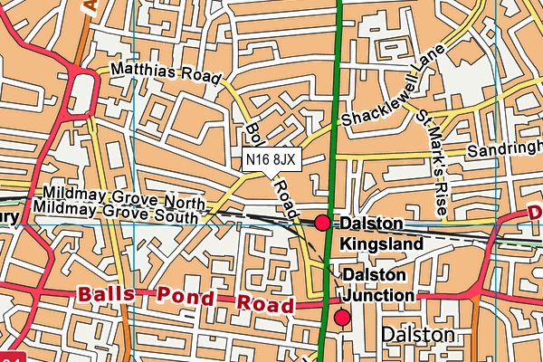 N16 8JX map - OS VectorMap District (Ordnance Survey) N16 8JX map - OS VectorMap District (Ordnance Survey)