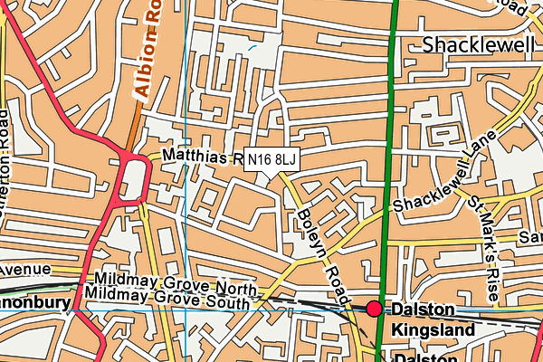 N16 8LJ map - OS VectorMap District (Ordnance Survey)