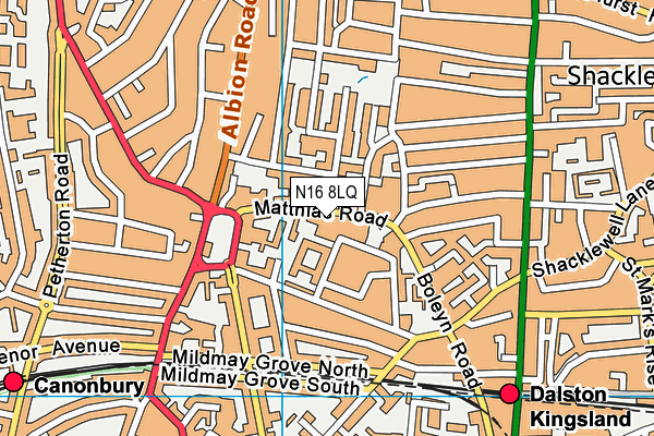 N16 8LQ map - OS VectorMap District (Ordnance Survey) N16 8LQ map - OS VectorMap District (Ordnance Survey)