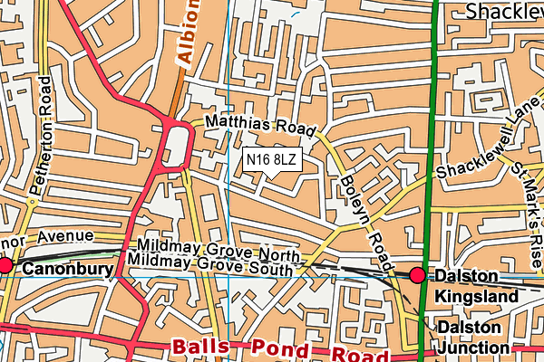 N16 8LZ map - OS VectorMap District (Ordnance Survey) N16 8LZ map - OS VectorMap District (Ordnance Survey)