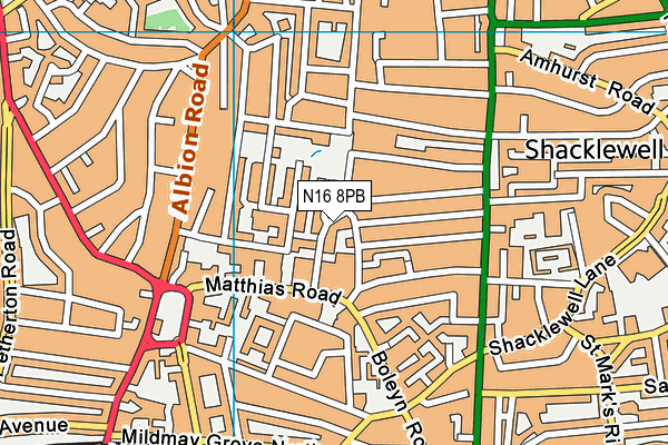 N16 8PB map - OS VectorMap District (Ordnance Survey) N16 8PB map - OS VectorMap District (Ordnance Survey)