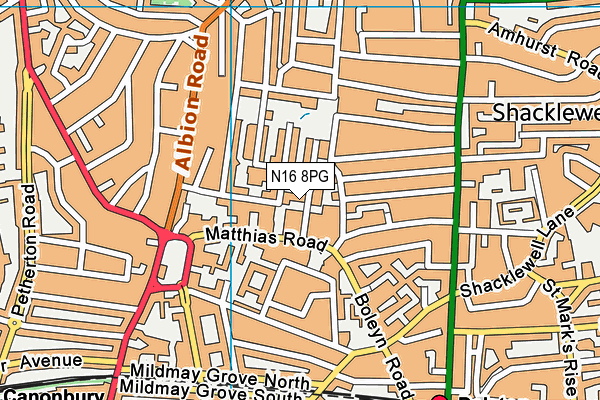 N16 8PG map - OS VectorMap District (Ordnance Survey) N16 8PG map - OS VectorMap District (Ordnance Survey)