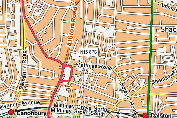 N16 8PS map - OS VectorMap District (Ordnance Survey) N16 8PS map - OS VectorMap District (Ordnance Survey)