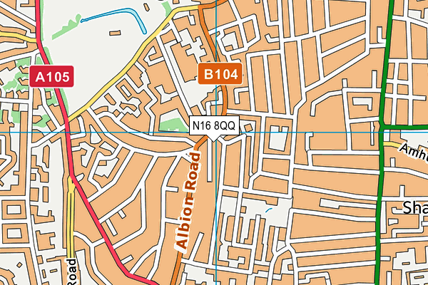 N16 8QQ map - OS VectorMap District (Ordnance Survey) N16 8QQ map - OS VectorMap District (Ordnance Survey)