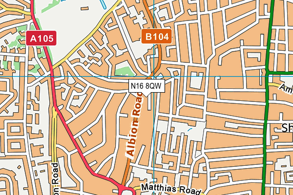 N16 8QW map - OS VectorMap District (Ordnance Survey) N16 8QW map - OS VectorMap District (Ordnance Survey)