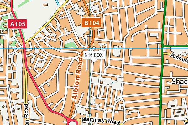 N16 8QX map - OS VectorMap District (Ordnance Survey) N16 8QX map - OS VectorMap District (Ordnance Survey)