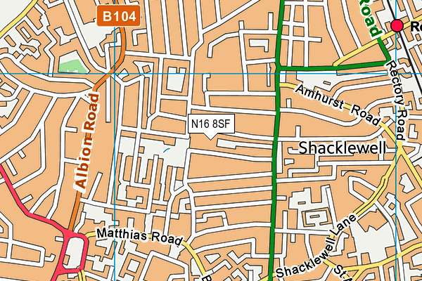 N16 8SF map - OS VectorMap District (Ordnance Survey) N16 8SF map - OS VectorMap District (Ordnance Survey)