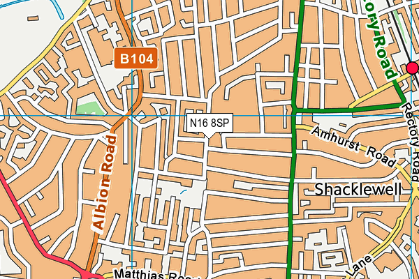 N16 8SP map - OS VectorMap District (Ordnance Survey) N16 8SP map - OS VectorMap District (Ordnance Survey)