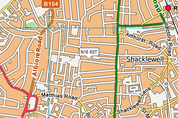 N16 8ST map - OS VectorMap District (Ordnance Survey) N16 8ST map - OS VectorMap District (Ordnance Survey)