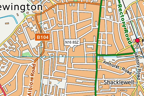 N16 8SZ map - OS VectorMap District (Ordnance Survey)