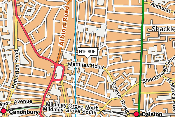 N16 8UE map - OS VectorMap District (Ordnance Survey) N16 8UE map - OS VectorMap District (Ordnance Survey)