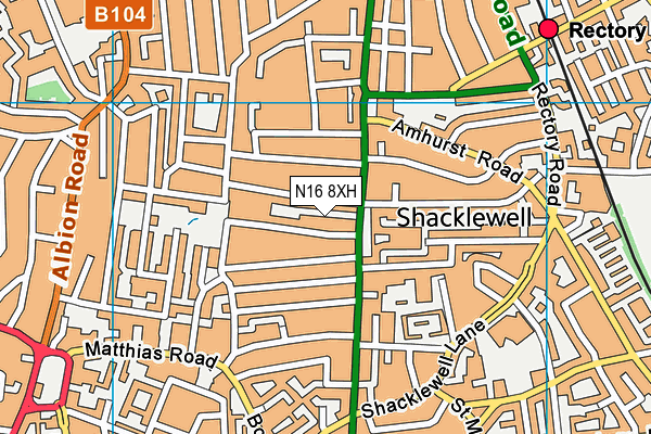 N16 8XH map - OS VectorMap District (Ordnance Survey)