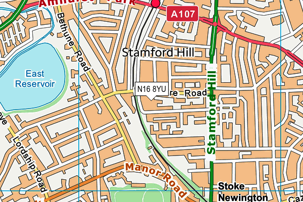 N16 8YU map - OS VectorMap District (Ordnance Survey) N16 8YU map - OS VectorMap District (Ordnance Survey)
