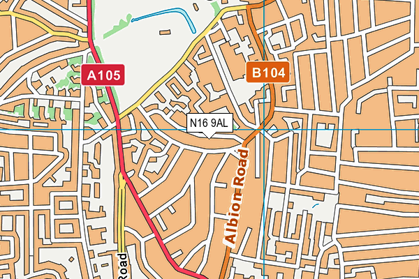 N16 9AL map - OS VectorMap District (Ordnance Survey)