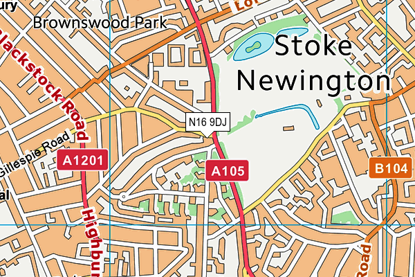 N16 9DJ map - OS VectorMap District (Ordnance Survey) N16 9DJ map - OS VectorMap District (Ordnance Survey)