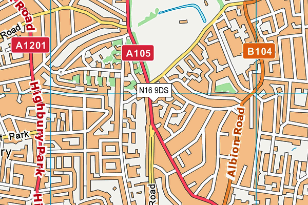 N16 9DS map - OS VectorMap District (Ordnance Survey)