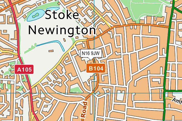 N16 9JW map - OS VectorMap District (Ordnance Survey) N16 9JW map - OS VectorMap District (Ordnance Survey)