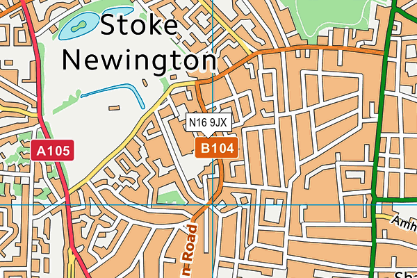 N16 9JX map - OS VectorMap District (Ordnance Survey) N16 9JX map - OS VectorMap District (Ordnance Survey)