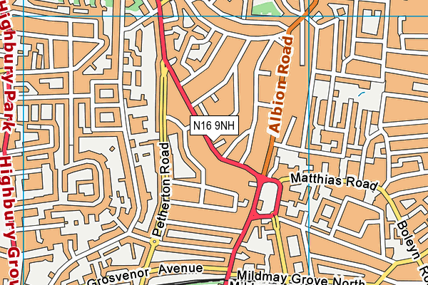 N16 9NH map - OS VectorMap District (Ordnance Survey) N16 9NH map - OS VectorMap District (Ordnance Survey)