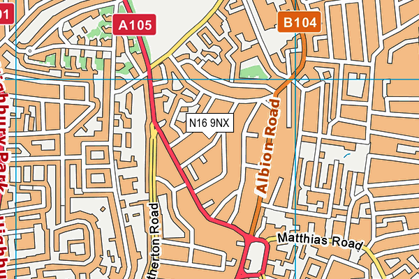 N16 9NX map - OS VectorMap District (Ordnance Survey) N16 9NX map - OS VectorMap District (Ordnance Survey)