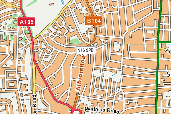 N16 9PB map - OS VectorMap District (Ordnance Survey) N16 9PB map - OS VectorMap District (Ordnance Survey)